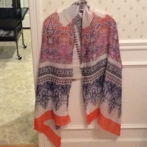 Talbots indigo blue & orange scarf